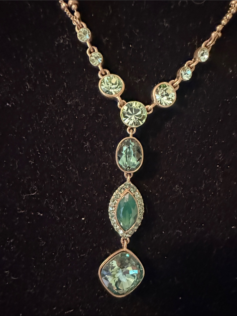 Givenchy Green Crystal Pendant Necklace - Elegant Drop Necklace